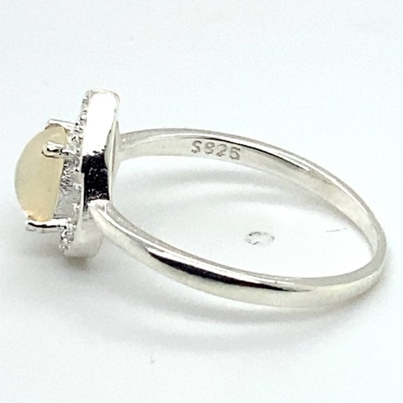 White Precious Opal .87ct Platinum Finish Solid 925 Sterling Silver Ring - Picture 7 of 7